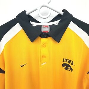 Nike Iowa Hawkeyes NCAA Team Polo Shirt Nike Dry Fit Mens XXL Yellow Black